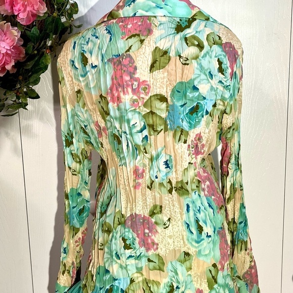 VINTAGE‎ Ladies XL Cottage BOHO Bell Sleeve Watercolor Floral Blouse w/ M Skirt - Picture 3 of 16